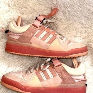 Adidas Bad Bunny Coral Pink Lace-Up Sneakers